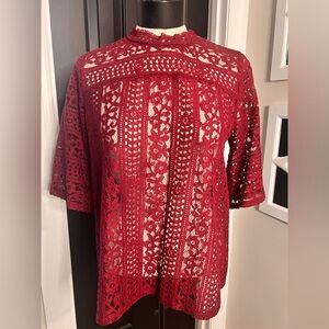 LOFT Red Lace Women’s Top